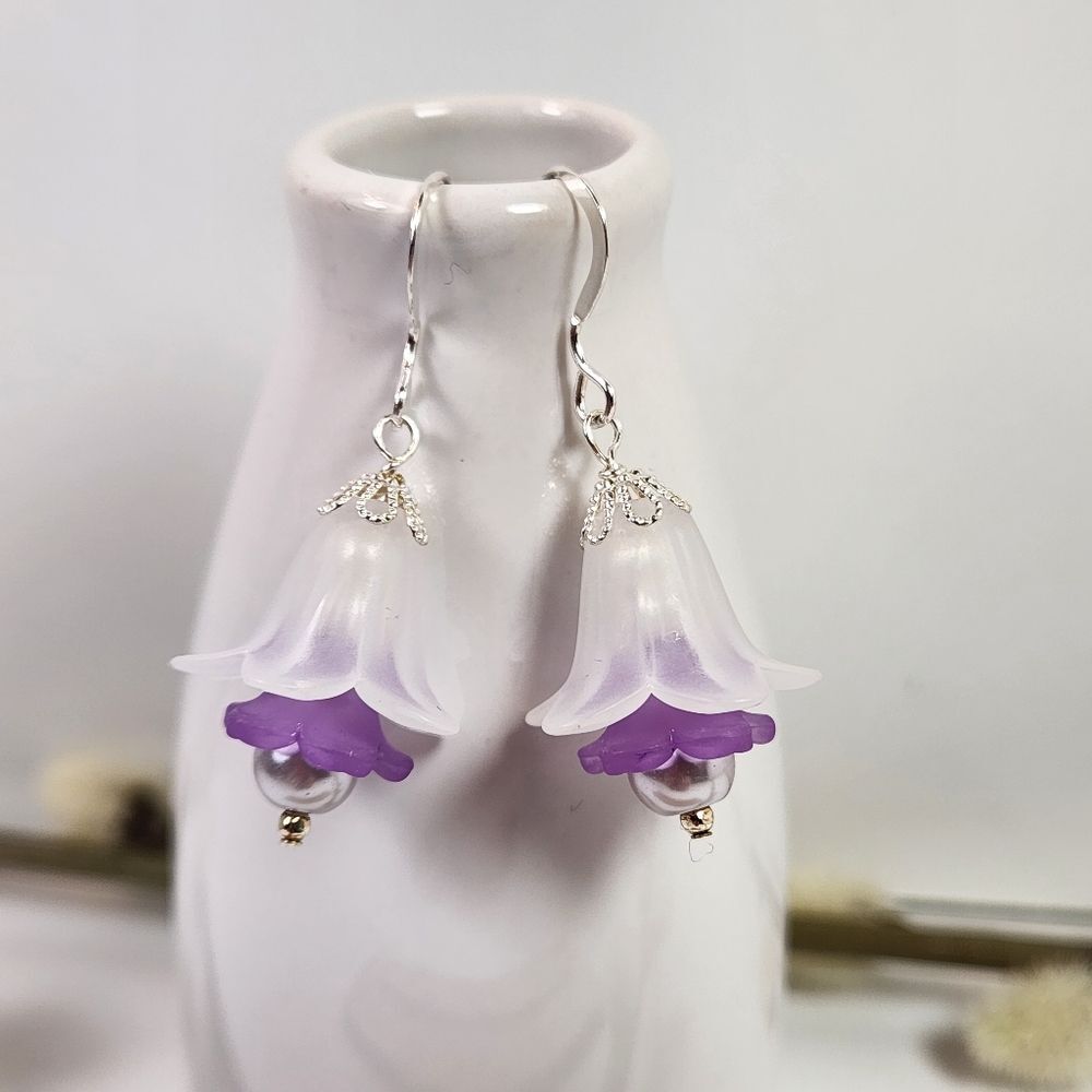 Handcrafted Fairy Flower Earrings Sterling Silver Earwires Acrylic